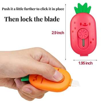 Mini Retractable Box Cutters - 3Pcs Cute Pineapple Paper Cutter Letter Opener Portable Utility Knive...