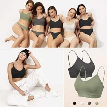 KCDDUMK 4 Pieces Cami Bras - Women's V-Neck Padded Seamless Straps Bralette Everyday Basic Sleeping Bra