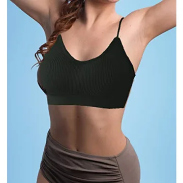 KCDDUMK 4 Pieces Cami Bras - Women's V-Neck Padded Seamless Straps Bralette Everyday Basic Sleeping Bra