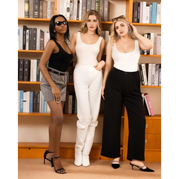 MANGOPOP Soft Stretchy Backless Ribbed Bodysuit for Women