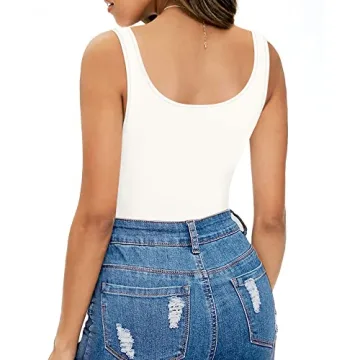 MANGOPOP Soft Stretchy Backless Ribbed Bodysuit for Women