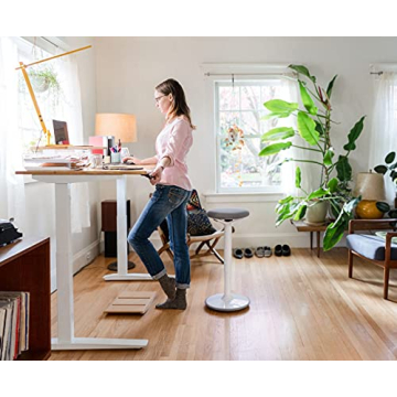 Jarvis Fully Standing Desk 60" x 30" Natural Bamboo Top - Electric Adjustable Desk Height from 25.5" to 51" with Memory Preset Controller (Rectangle, Alloy Frame)