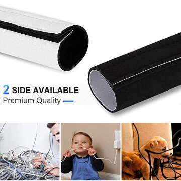 AGPTEK 118" Adjustable Neoprene Cable Management Sleeve for Home and Office