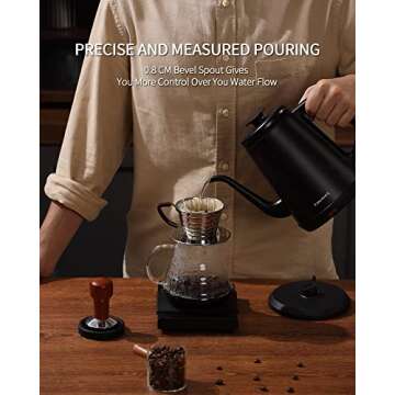 DmofwHi Gooseneck Electric Kettle(1.0L),1000W Electric Tea Kettle of 304 Stainless Steel,Auto Shut o...