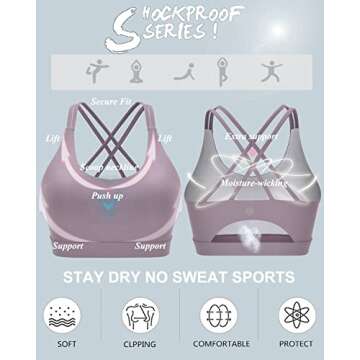 RUNNING GIRL Sports Bras for Women,Strappy Back Plus Size Purple Bra Padded Workout Bras Push up(WX2354 Purple,XS)