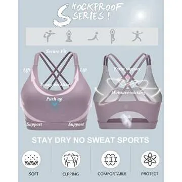 RUNNING GIRL Sports Bras for Women,Strappy Back Plus Size Purple Bra Padded Workout Bras Push up(WX2354 Purple,XS)