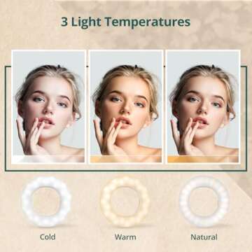 ATUMTEK Selfie Ring Light for Phone with 3 Light Temperatures, Portable Rechargeable Clip-on Ring Li...