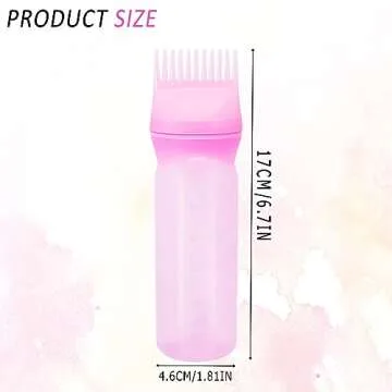 6 Ounce Root Comb Applicator Bottle, 2 Pack Hair Oiling Applicator Bottle with Graduated Scale Hair Dye Brush Oil Bottles for Hair Styling Profssional Hairdressing Coloring Styling Tool(Whie & Purple)