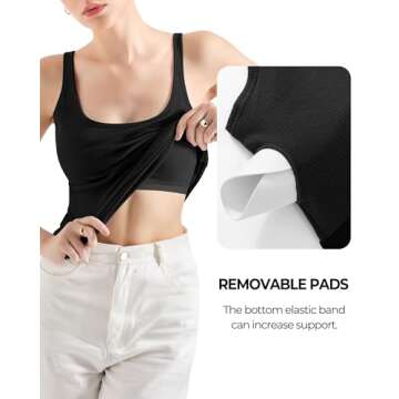 SUUKSESS Women Padded Cotton Ribbed Long Tank Tops - Summer Cami Scoop Neck Sleeveless Casual Shirts