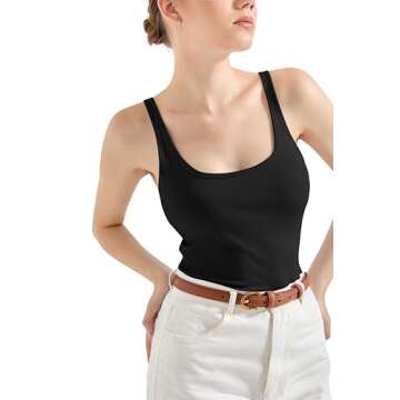 Summer Padded Cotton Ribbed Long Tank Tops for Women