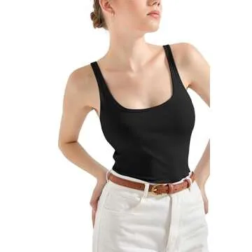 Summer Padded Cotton Ribbed Long Tank Tops for Women