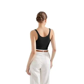 Summer Padded Cotton Ribbed Long Tank Tops for Women