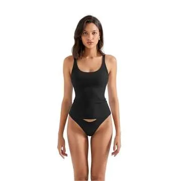 Summer Padded Cotton Ribbed Long Tank Tops for Women