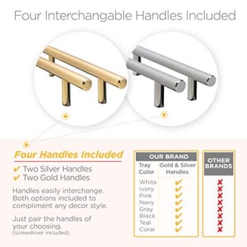 Modern Decorative Tray with Gold Silver Handles