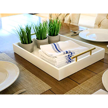 Modern Decorative Tray with Gold Silver Handles