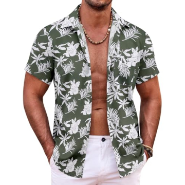 COOFANDY Hawaiian Aloha Shirt for Men | Colorful Short Sleeve Summer Shirt