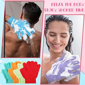 Tegeme 50 Pcs Exfoliating Gloves for Body, Double Sided Exfoliating Bath Shower Gloves for Women Deep Clean Skin for Spa Massage Beauty Skin Shower Scrubber Bathing Accessories(13 Colors)