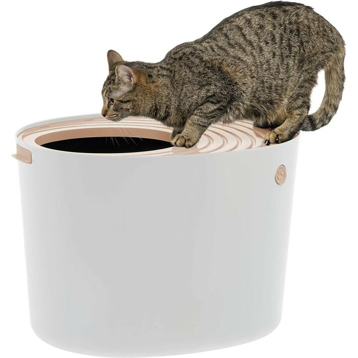 Large Round Top Entry Cat Litter Box for Stylish Spaces