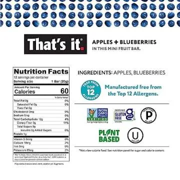 That's it. Mini Fruit Bars Gift Pouch (Variety 36 Count) No Sugar Added, Plant-Based, Vegan & Gluten Free, Paleo, Non GMO, Fiber (12 Banana, 12 Blueberry, 12 Mango)