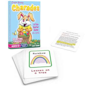 Arizona GameCo Easter Bunny Charades for Kids – A Fun Spring/Easter-Themed Game - No Reading Required - Makes a Great Gift or Easter Basket Stuffer - 80 Acting Choices - No Timer Needed - Ages 6+