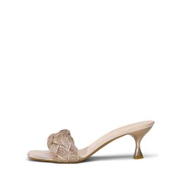 DREAM PAIRS Women's Rhinestone Open Toe Low Kitten Heels Sexy Stilettos Pump Sandals Party Evening P...