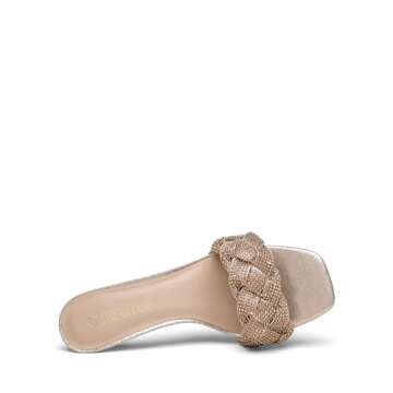 DREAM PAIRS Women's Rhinestone Open Toe Low Kitten Heels Sexy Stilettos Pump Sandals Party Evening Prom Dance Dress Shoes, Size 5.5, Gold/Rhinestone, SDHS2216W