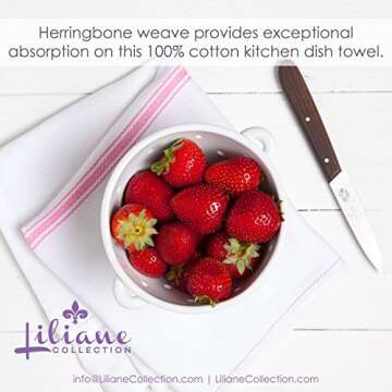 Liliane Collection 13 Pink Kitchen Dish Towels - 27" x 14" 2-ply Commercial Grade Absorbent 100% Cotton Kitchen Towels - Classic Herringbone Tea Towels