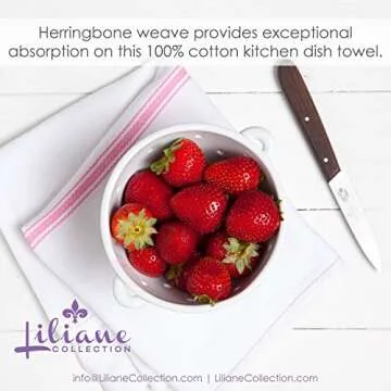 Liliane Collection 13 Pink Kitchen Dish Towels - 27" x 14" 2-ply Commercial Grade Absorbent 100% Cotton Kitchen Towels - Classic Herringbone Tea Towels