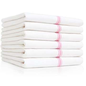 Liliane Collection 13 Pink Kitchen Dish Towels - 27" x 14" 2-ply Commercial Grade Absorbent 100% Cotton Kitchen Towels - Classic Herringbone Tea Towels