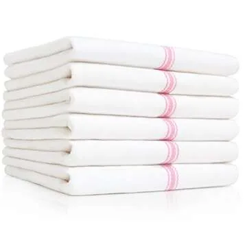 Liliane Collection 13 Pink Kitchen Dish Towels - 27" x 14" 2-ply Commercial Grade Absorbent 100% Cotton Kitchen Towels - Classic Herringbone Tea Towels