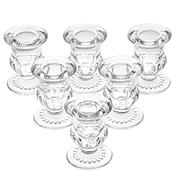 Elegant Glass Taper Candle Holders Set of 6 for Stunning Decor