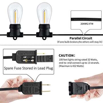 100FT Shatterproof LED String Lights for Outdoor Events
