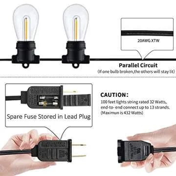 100FT Shatterproof LED String Lights for Outdoor Events