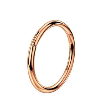 FANSING G23 Titanium Nose Rings for Men Septum Clicker 16g Lip Rings Rose Gold Plated Labret Jewelry 16 Gauge Conch Earrings Hoop 14mm Cartilage Earring Hoop Helix Lobe Piercing For Women