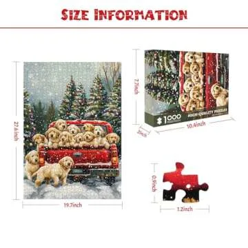 1000 Piece Puzzle for Adults Cute Puppies Christmas Puzzle, Golden Retriever Christmas Puzzles 1000 Pieces, Golden Puppies 1000 Piece Puzzle for Adults Christmas, Christmas Vacation Jigsaw Puzzles