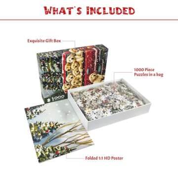 1000 Piece Puzzle for Adults Cute Puppies Christmas Puzzle, Golden Retriever Christmas Puzzles 1000 Pieces, Golden Puppies 1000 Piece Puzzle for Adults Christmas, Christmas Vacation Jigsaw Puzzles