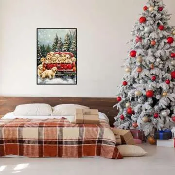 1000 Piece Puzzle for Adults Cute Puppies Christmas Puzzle, Golden Retriever Christmas Puzzles 1000 Pieces, Golden Puppies 1000 Piece Puzzle for Adults Christmas, Christmas Vacation Jigsaw Puzzles