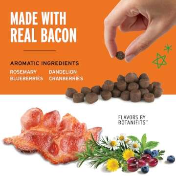 Pet Botanics Training Rewards Treats for Dogs, Made with Real Pork Liver, Focuses, Motivates, Rewards, Speeds Up Learning Curve, No BHA, BHT, Ethoxyquin, Bacon, 20 oz (1 pack)
