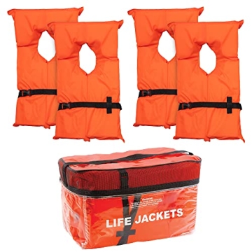 Airhead Adult Type II Keyhole Life Jacket - 4-Pack Coast Guard Approved - Bright Orange