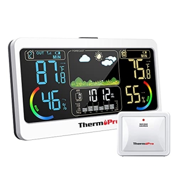 ThermoPro TP68B Weather Station 500ft Indoor Outdoor Thermometer Wireless, Hygrometer Barometer with...
