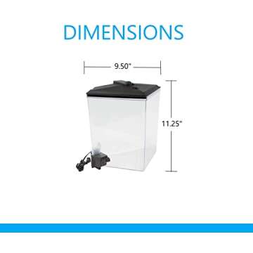 Koller Products AquaView 2.5-Gallon Plastic Fish Tank with Power Filter and LED Lighting for Tropica...