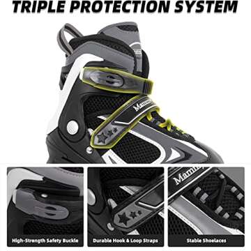 MammyGol Adjustable Inline Skates for Kids - Light Up Wheels for Boys Size 5-8