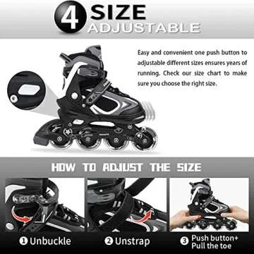 MammyGol Adjustable Inline Skates for Kids with Lights