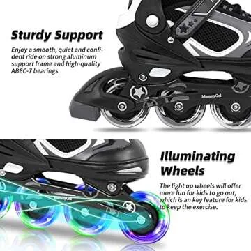 MammyGol Adjustable Inline Skates for Kids with Lights