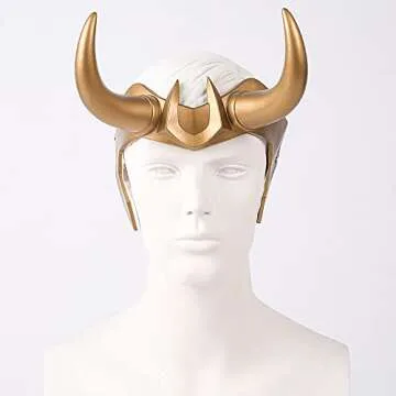 Bulex Superhero Helmet Crown Horns Cosplay Ragnarok Removable Adjustable Halloween Prop PVC (Gold)