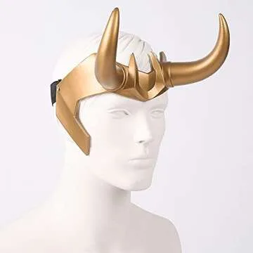 Bulex Superhero Helmet Crown Horns Cosplay Ragnarok Removable Adjustable Halloween Prop PVC (Gold)