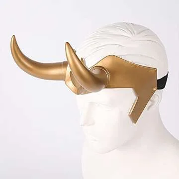 Bulex Superhero Helmet Crown Horns Cosplay Ragnarok Removable Adjustable Halloween Prop PVC (Gold)