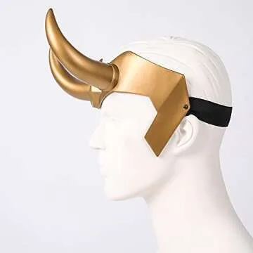 Bulex Superhero Helmet Crown Horns Cosplay Ragnarok Removable Adjustable Halloween Prop PVC (Gold)