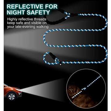 TagME Slip Leads for Dogs, 6 FT Heavy Duty Dog Leash with Padded Handle, Strong Rope No Pull Pet Training Leash for Small Dogs,Blue