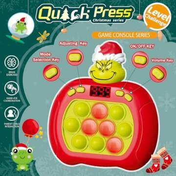 Upgraded Pop Push Game Toy for Kids, Quick Fast Push Pop Puzzle Handheld Game Light up Fidget Toy 8-...